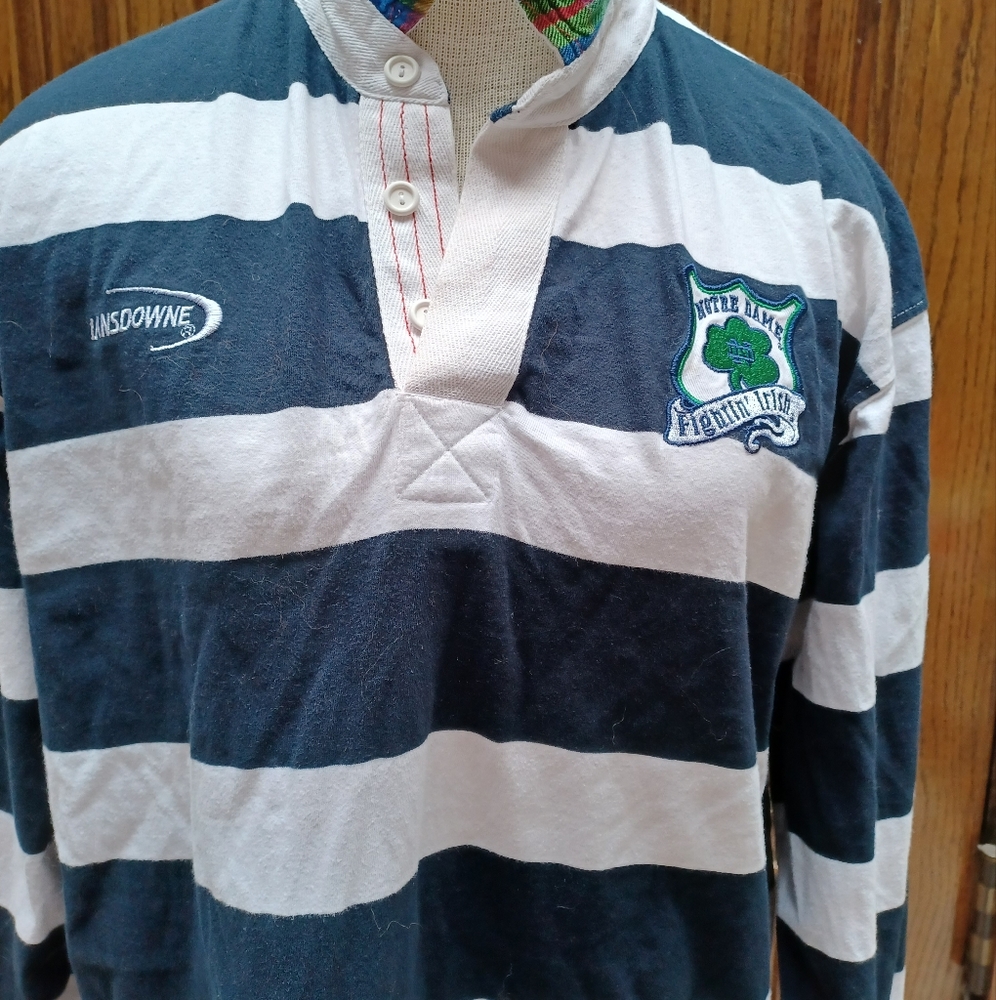 NOTRE DAME fightin' Irish blur white long sleeve polo Medium